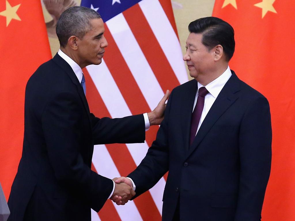 US President Barack Obama and Chinese President Xi Jinping meeting in Beijing in 2014. Experts believe the Obama administration should have been more assertive towards Beijing. Picture: Feng Li/Getty Images