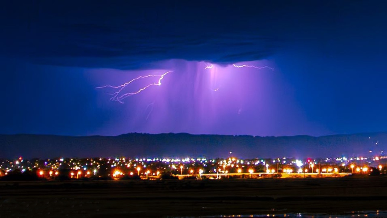 Lighting over the Adelaide Hills. Picture: Shane from Cornerstone Droneography