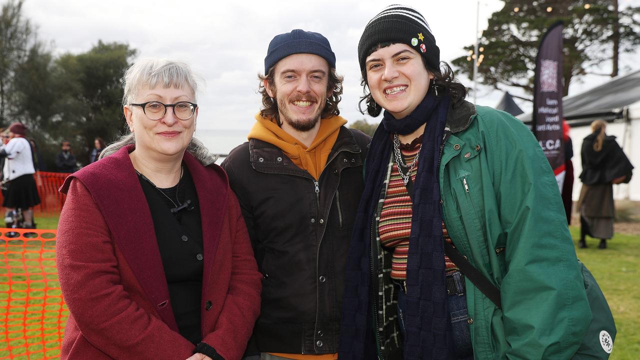 Vicki Jankowski, Marley Wright and Zoe Hopkins. Day two of the National Celtic and Folk Festival at Portarlington. Picture: Alan Barber