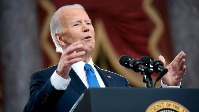 US President Joe Biden speaks at the US Capitol. Picture: AFP