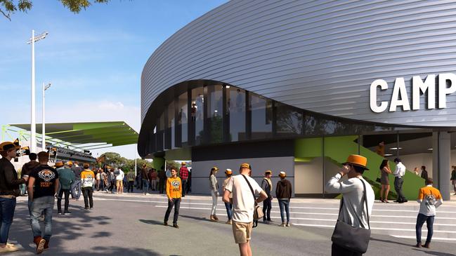 The multimillion dollar building will include a state-of-the-art sports science education centre, health and medical hub, gym and new change rooms. Picture: Brewster Hjorth Architects