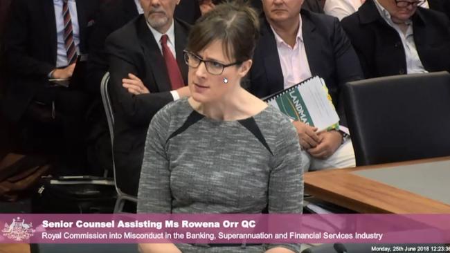 Rowena Orr in action during the Banking Royal Commission.