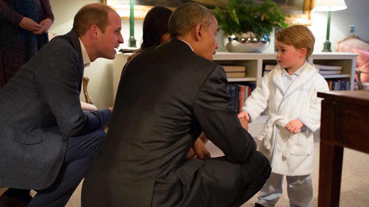 ‘Prince George showed up in his bathrobe. That was a slap in the face, President Obama later joked of his meeting with the young Prince. Picture: Pete Souza/The White House/Getty