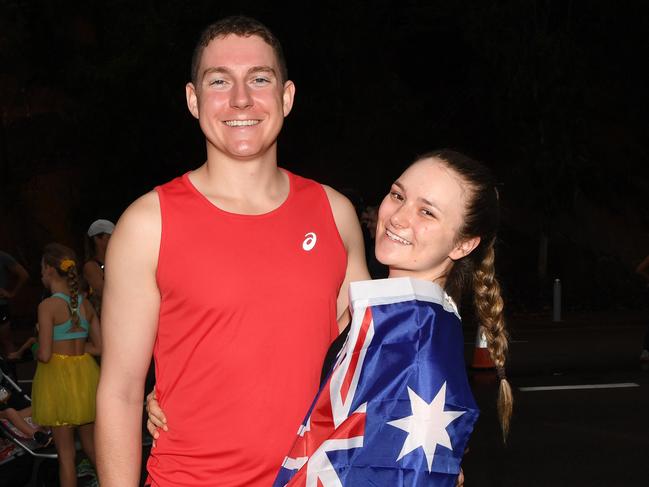 Cameron and Sharyn Murdoch celebrate Australia Day at the Australia Day Fun Run at the Darwin Waterfront. Picture: Katrina Bridgeford