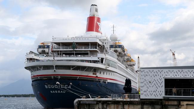 Cruise ship Boudicca berthed at the Cairns Cruise Liner Terminal. PICTURE: STEWART MCLEAN