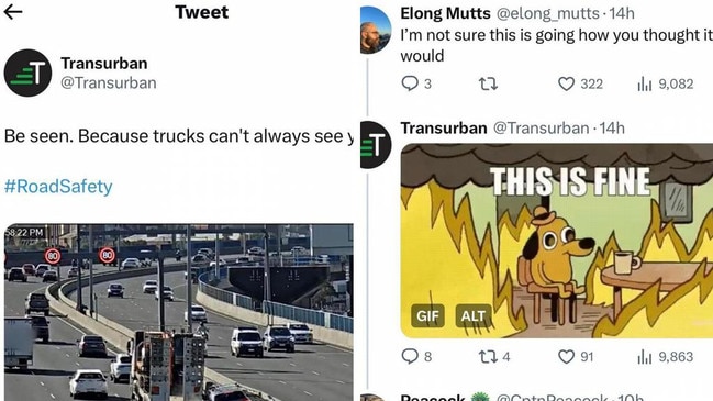 Australian toll road operator Transurban has been slammed after a firestorm erupted on social media over a tweet about driver safety. Picture: Supplied