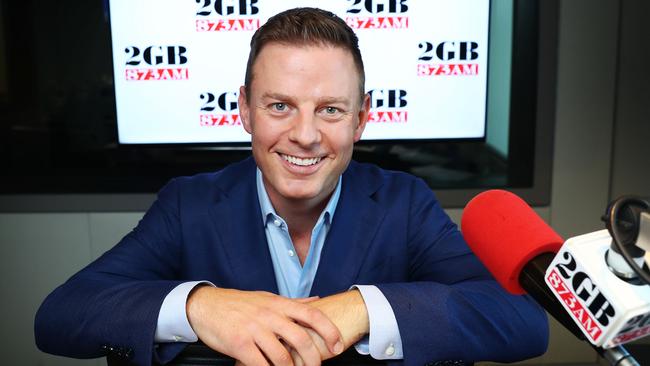 Breakfast host Ben Fordham in the 2GB studio. Picture: John Feder