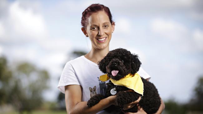 Barking with Bianca owner Bianca Santucci with her dog Kenny. Picture: Adam Yip