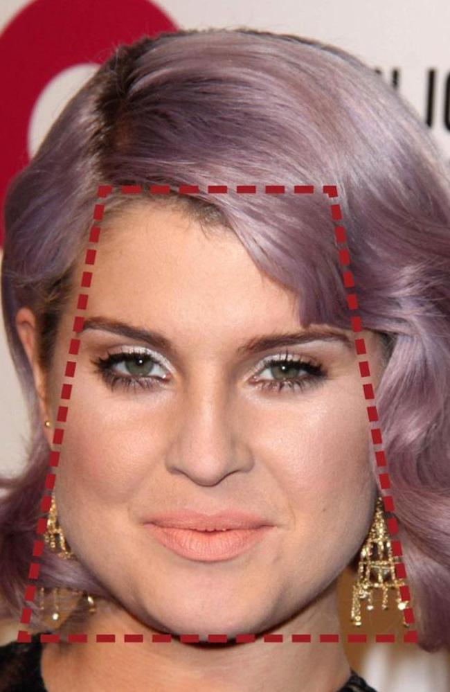 Kelly Osbourne has a pear shaped face, which means her forehead and chin are quite broad.