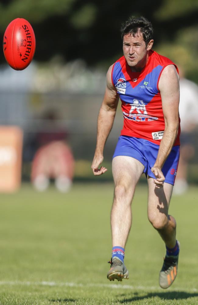 Brad Sutcliffe takes a kick for Colts. Picture: Valeriu Campan