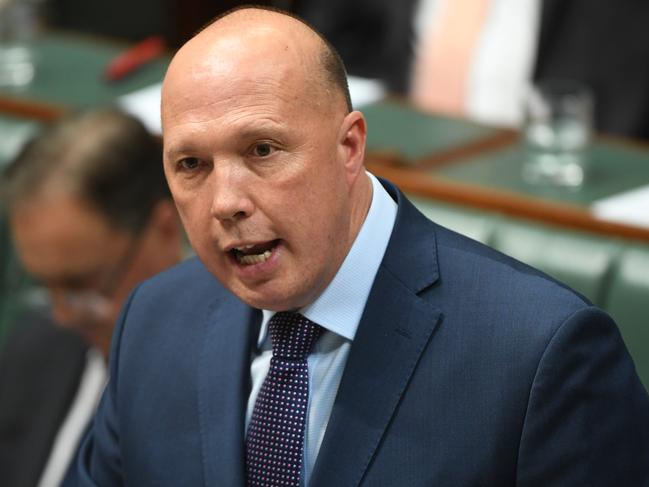 CANBERRA, AUSTRALIA - NOVEMBER 25: Liberal MP Peter Dutton during Question Time in the House of Representatives at Parliament House on November 25, 2019 in Canberra, Australia. Australian spy agency ASIO is investigating reports China tried to plant an operative as an MP in a seat in Federal Parliament. Fairfax Media and Channel Nine's 60 Minutes reported over the weekend that Chinese intelligence agents offered a million dollars to pay for the political campaign of Liberal Party member Bo Nick Zhao, to run for a Melbourne seat. Nick Zhao was found dead in a Melbourne hotel room shortly after approaching ASIO about the offer, with his cause of death still unknown. (Photo by Tracey Nearmy/Getty Images)