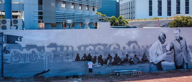 Jesse Bell took home gold for their Darwin memorial to Vincent Lingiari, after being chosen as the best monument or memorial at the 2022 Australian Street Art Awards.