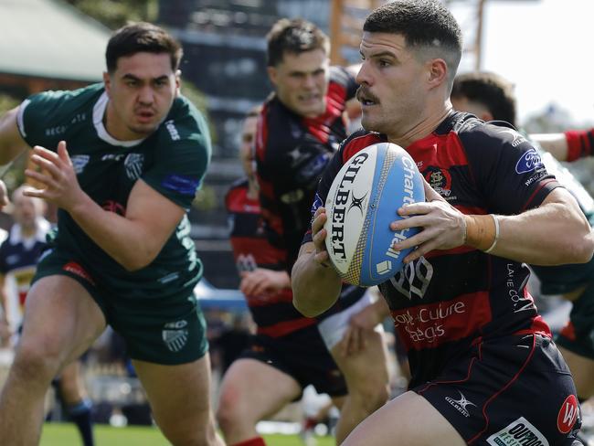 Northern Suburbs' Max Burey cuts loose against Randwick in last week's Shute Shield elimination final. Picture: Karen Watson for SRU 30.08.24