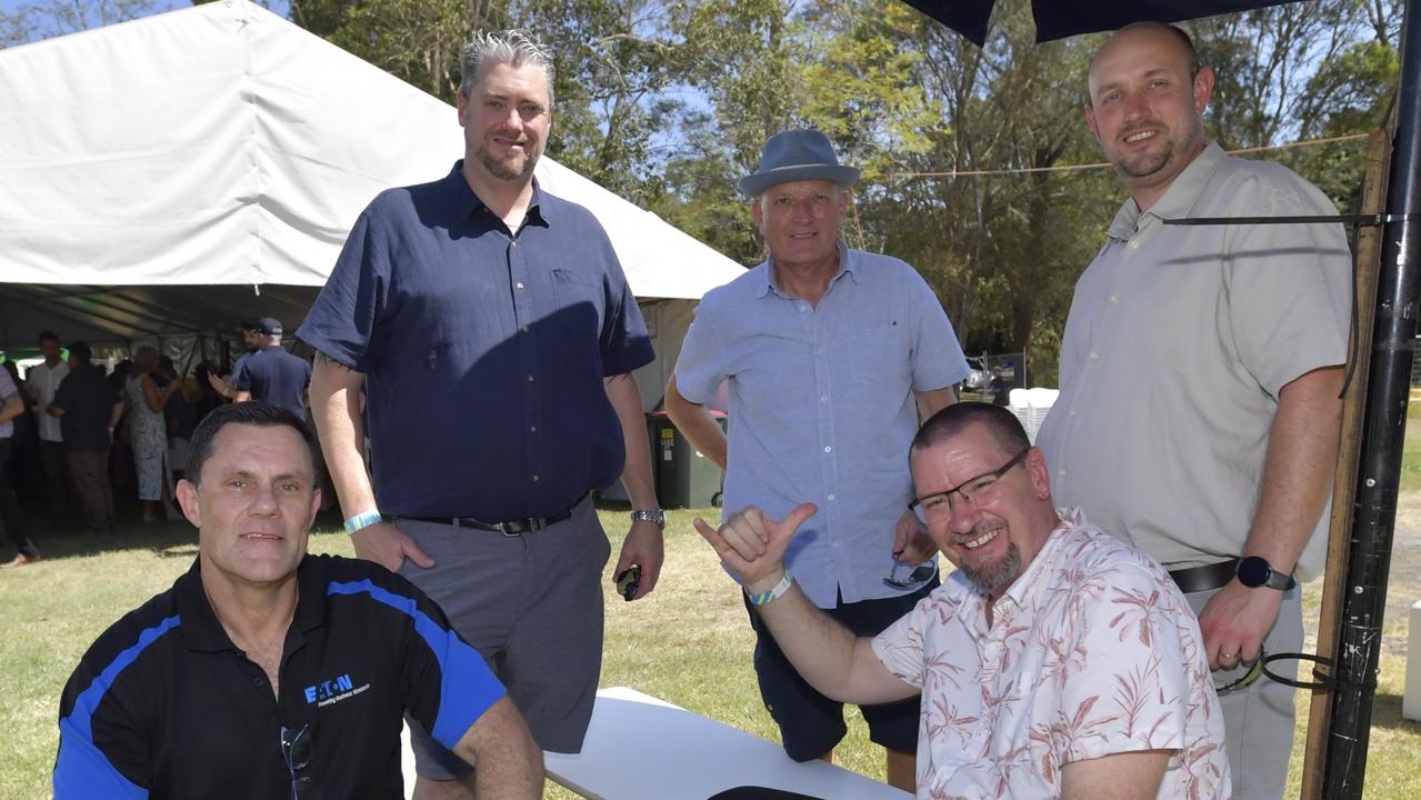 Enjoying the Lismore Cup on Thursday are Mark Vangent, Neil Abrahams, Lachlan Wicks, Stevie Moddison and Malcolm Wells.