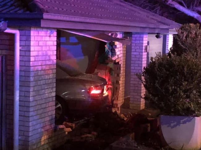 The car went through the wall into a bedroom.