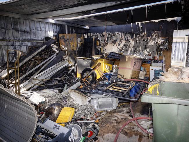 ADELAIDE, SOUTH AUSTRALIA - Advertiser Photos JANUARY 15, 2025: Scene images of a garage fire at 2 Wade Street, Osborne, SA. Picture: Emma Brasier