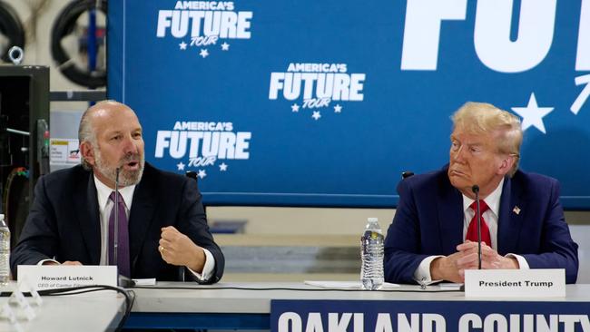 Howard Lutnick accompanied former President Donald Trump to a campaign event this month in Auburn Hills, Mich. Photo: Dominic Gwinn/AFP/Getty Images