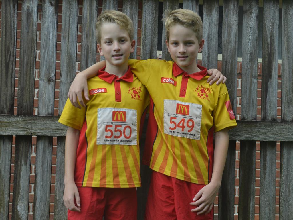 North Mackay Little Athletics members Aiden Porter and Noah Porter, 9. Photo: Callum Dick