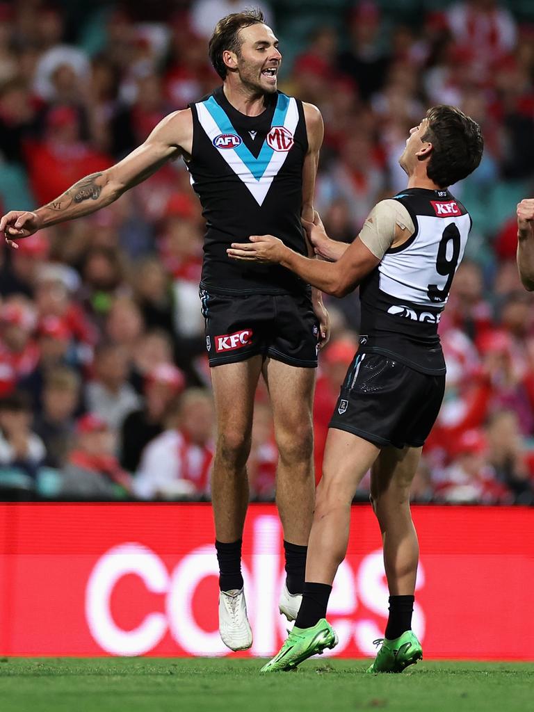 Jeremy Finlayson celebrates the moment. Photo by Cameron Spencer/Getty Images.