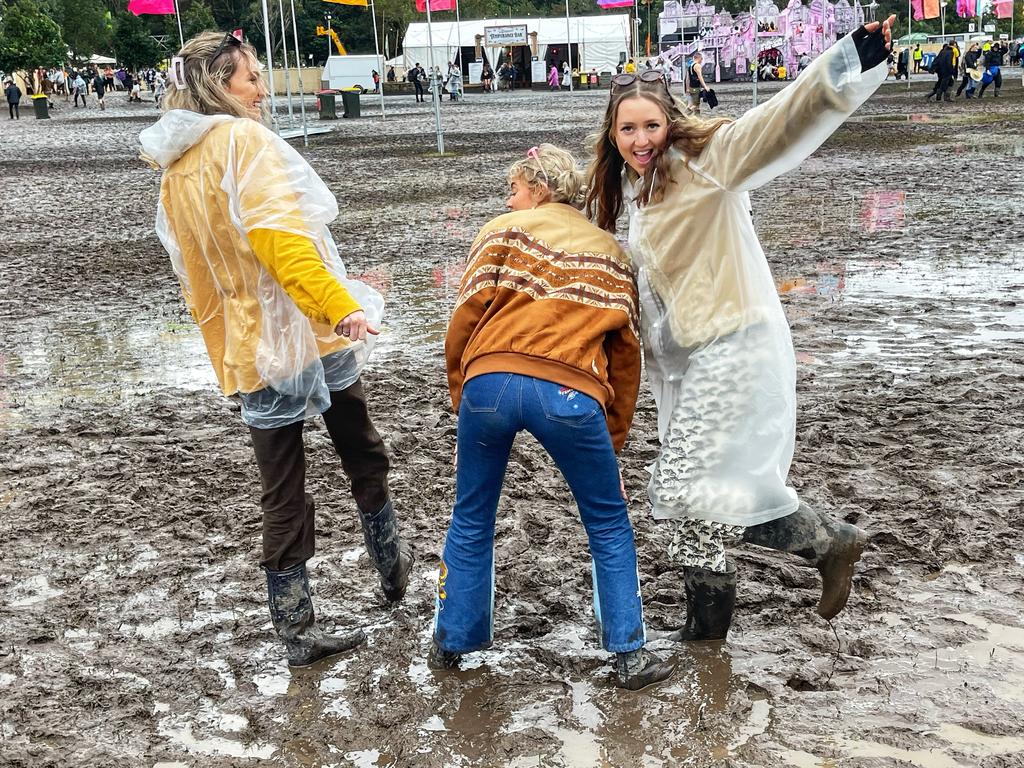 Festival goers tried to make the most of their time. Picture: news.com.au/James Weir