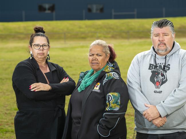 TRL presidents (from left) Janet Suey (Newtown), Lizzie Adams (Brothers) and Brendan Dolan (Oakey Bears) want action from the TRL, Friday, August 12, 2022. Picture: Kevin Farmer