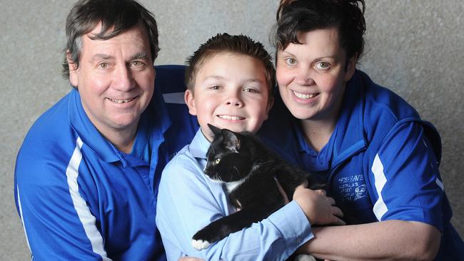 Ethan, with parents Clive and Kerry Faggotter, 10 years later.