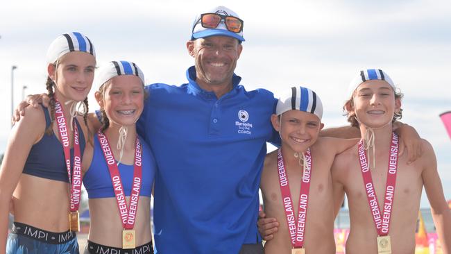 Running action at the Queensland Youth Surf Life Saving Championships on February 17.