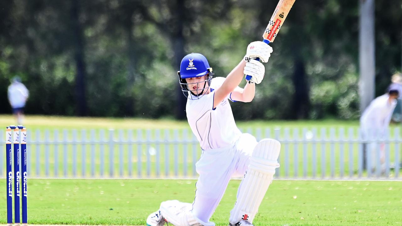 Churchie batsman Angus Storen GPS First XI cricket between Churchie and Brisbane Grammar School. Picture, John Gass