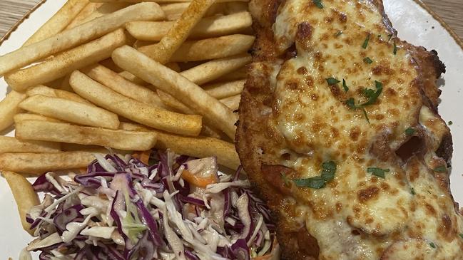 The chicken parma comes in 13 different flavours at Ringwood’s The Coach. Picture: Kiel Egging.