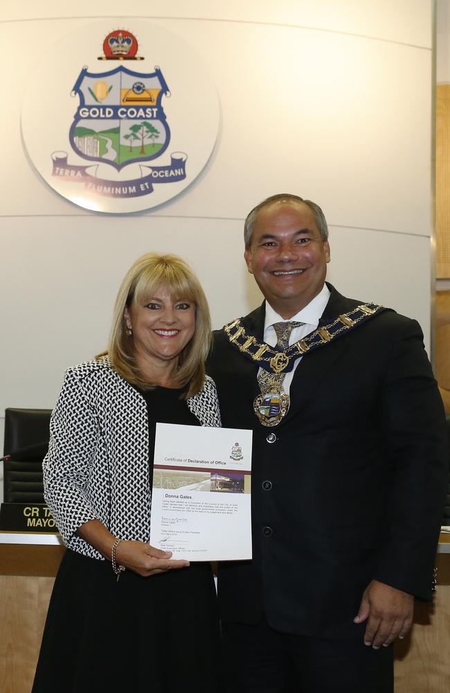 Gold Coast City Council Deputy Mayor Donna Gates and Mayor Tom Tate. Picture: Jerad Williams