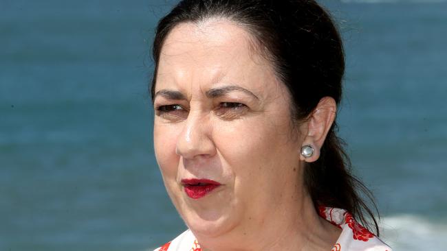 Premier Annastacia Palaszczuk with Tourism Minister Kate Jones to officially launch the new Queensland tourism campaign, Alexandra Headland, Mooloolaba, on Sunday April 1, 2018 (AAP Image/Steve Pohlner)