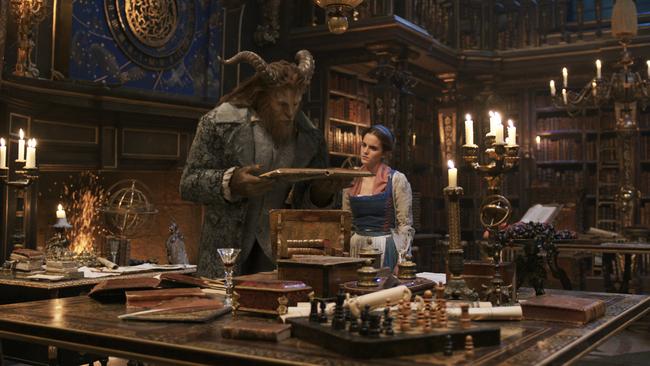 Book lovers Stevens and Watson bonded over this new Beauty and the Beast’s championing of reading and knowledge. Picture: Disney