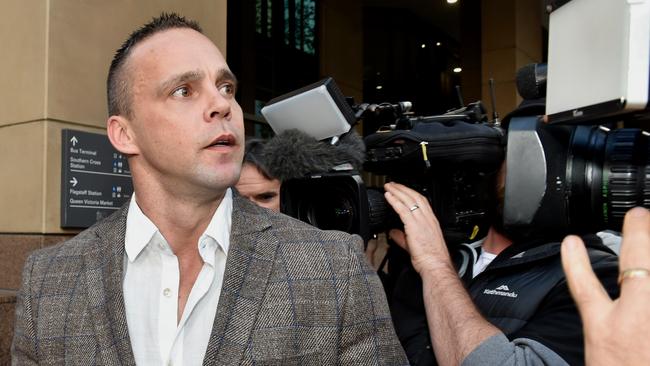 Jake King leaves Melbourne Magistrates’ Court after receiving a $5000 fine. Picture: Jay Town