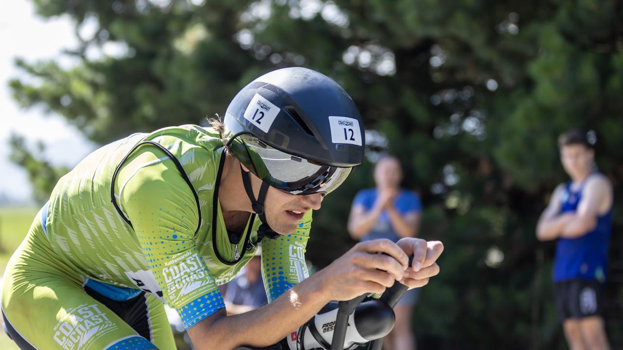 Alex Hunt on the final cycle leg in the Longest Day. Picture: Iain McGregor/Coast to Coast