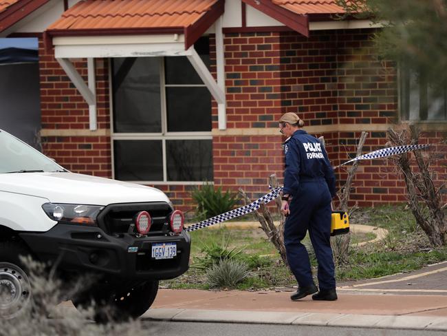 Forensic Services attend the murder scene in Ellenbrook, Perth. Picture: AAP.