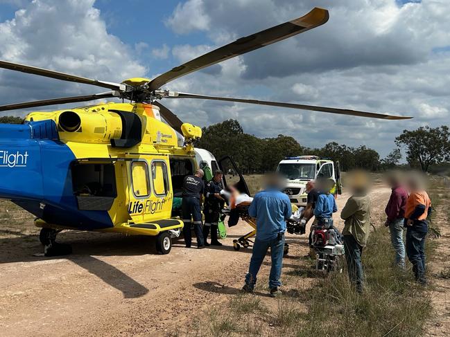 The LifeFlight aeromedical crew transported a man to hospital after he was struck by a metal pole at a Dunmore feedlot on September 11, 2024.