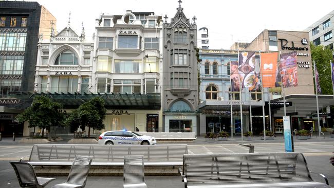 The deserted Bourke Street Mall during Melbourne's lockdown. Picture: NCA NewsWire / Andrew Henshaw