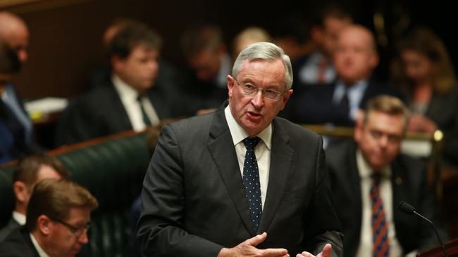Brad Hazzard answers a question during question time at State Parliament. Picture: Cameron Richardson.