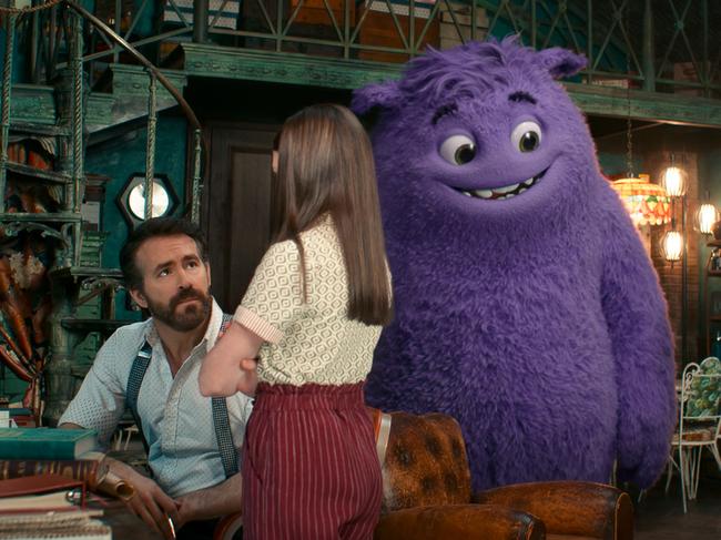 L-R, Ryan Reynolds (Cal), Cailey Fleming (Bea), Steve Carell (Blue) and Phoebe Waller-Bridge (Blossom) star in Paramount Pictures' "IF."