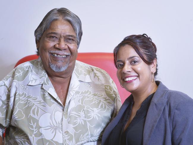 Former Labor member for Arnhem John Ah Kit with daughter and recently elected Labor representative for Karama, Ngaree Ah Kit. Picture: Justin Kennedy