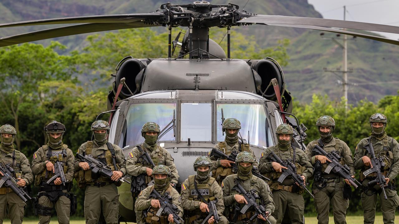 Colombian National Police who raid cocaine labs in the jungle. Picture: Jason Edwards