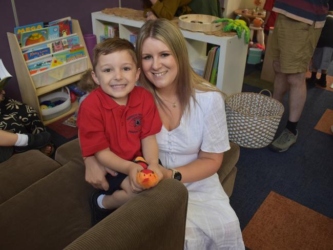 Nate Brincat and Ashlee Trease at Mirboo North Primary School's first day of Grade Prep on Wednesday, January 29, 2025. Picture: Jack Colantuono