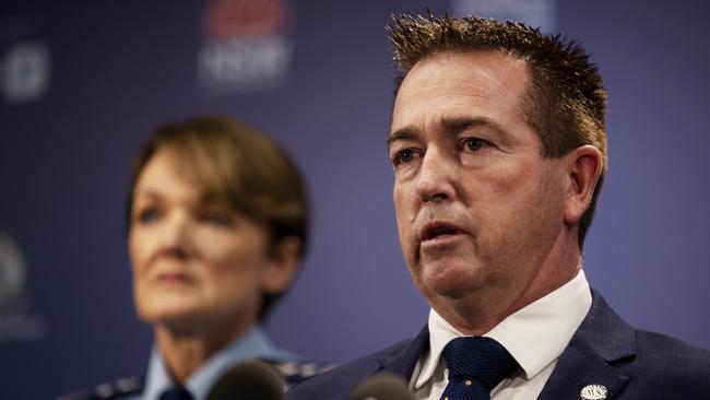 Police Minister Paul Toole and Commissioner Karen Webb hailed the series of raids as “closing the net” on the Alameddines. Picture: NCA NewsWire / Nikki Short