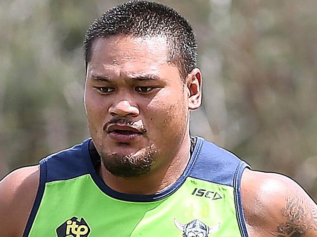 Joseph Leilua Raiders training at Raiders Headquarters in Canberra. Picture Kym Smith