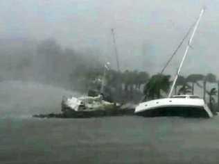 REFURBISHMENT: Boats at Hamilton Island during Cyclone Debbie. Picture: News Corp