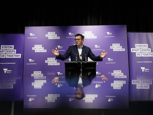 Victoria Premier Daniel Andrews speaks to the media at the daily briefing on October 23 after the state recorded one new COVID-19 case. Picture: Getty