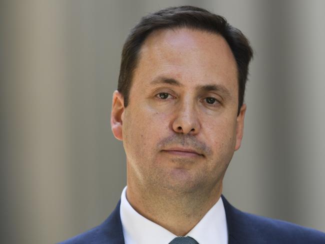 Australian Trade Minister Steve Ciobo speaks to the media during a press conference at Parliament House in Canberra, Monday, February 5, 2018. (AAP Image/Lukas Coch) NO ARCHIVING