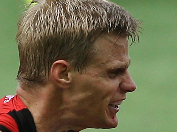 NAB Challenge, AFL : Melbourne v St Kilda Nick Riewoldt & Tomas Bugg 1st term Picture:Wayne Ludbey