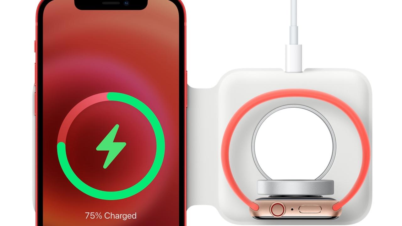 The Apple MagSafe Duo Charger folds out to charge both an iPhone and Apple Watch.