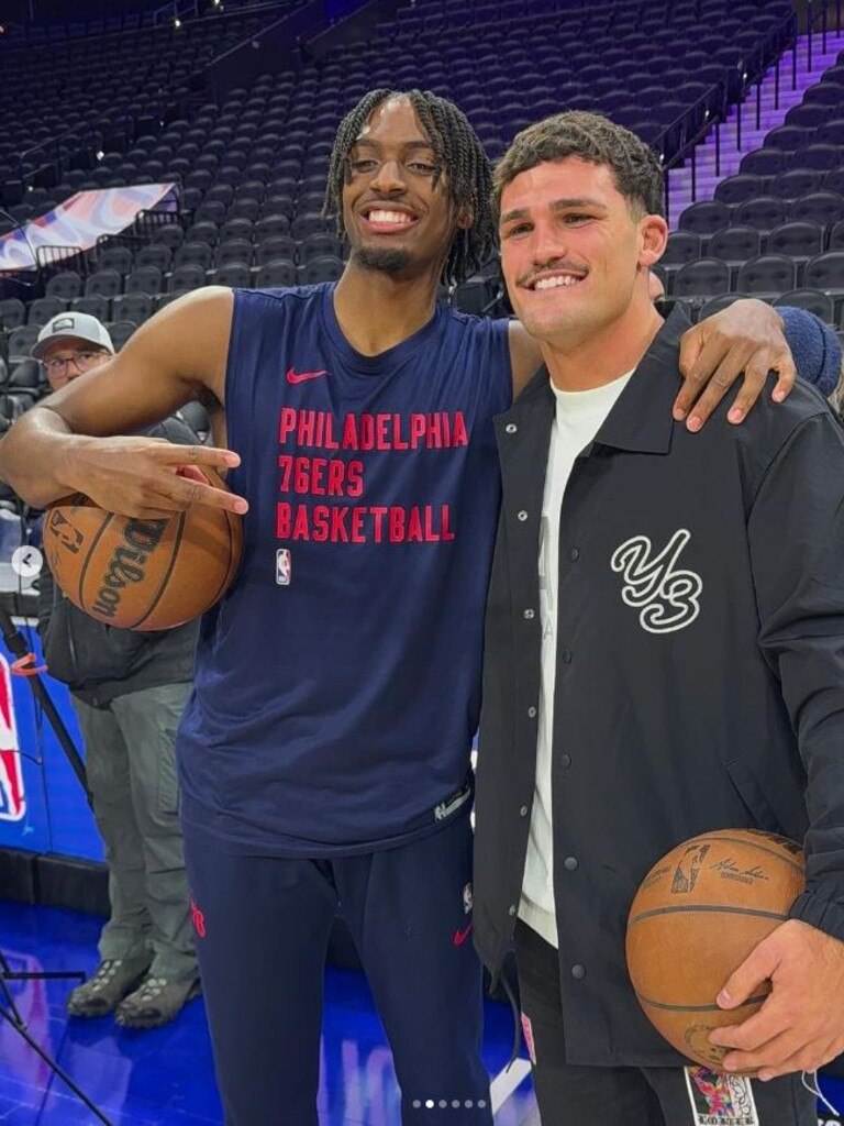 Nathan Cleary with NBA star Tyrese Maxey. Picture: Instagram.